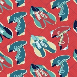The Bowling Shoes-Smooch Red-Mid-Century Blues Palette