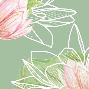 Watercolour Lotus light green 