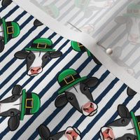 St Patrick's Day Cow - Holstein-Friesian - navy stripes - LAD22