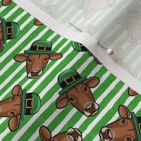 St Patrick's Day cow - brown / green stripes  - LAD22