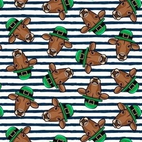 St Patrick's Day cow - brown / navy stripes  - LAD22