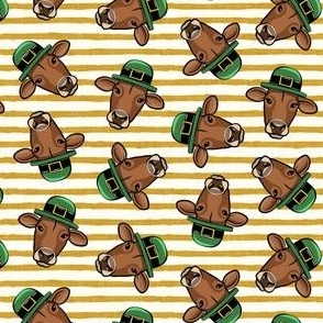 St Patrick's Day cow - brown / gold stripes  - LAD22