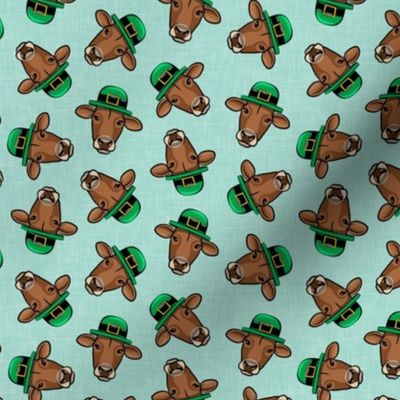 St Patrick's Day cow - brown / mint - LAD22