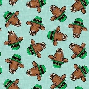 St Patrick's Day cow - brown / mint - LAD22
