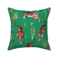 Large Amur Tiger Chinoiserie, Emerald