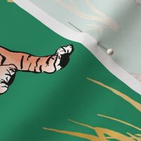 Large Amur Tiger Chinoiserie, Emerald