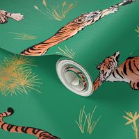 Large Amur Tiger Chinoiserie, Emerald