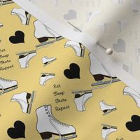 4in Repeat-Figure Skates Design with Heart Design Text and Eat Sleep Skate Text-on Yellow