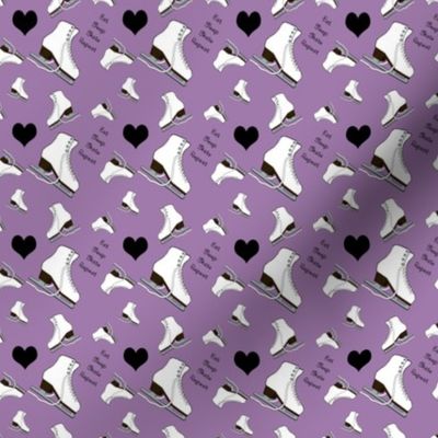 Figure skates with hearts on purple design