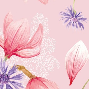 Floral Centaurea pattern Pink