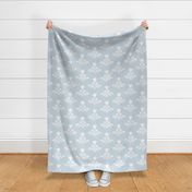 Tulip Print  Soft Blue  White