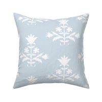 Tulip Print  Soft Blue  White