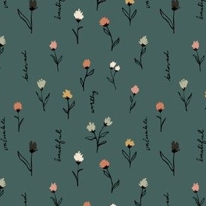 Beloved Wildflowers teal green SMALL 4x4in