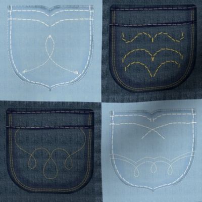 Denim Quilt Pockets, 4” Squares
