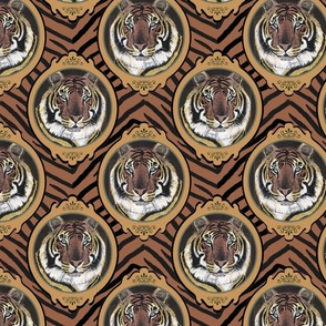 tiger portrait 8x8 brown