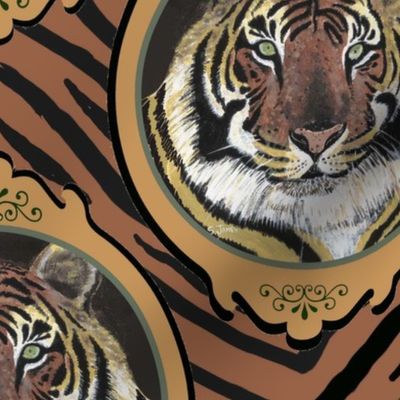 tiger portrait 12x12 brown