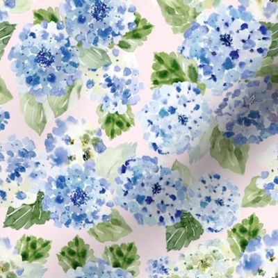 Hydrangea Watercolor Florals Spring Blue / Blush