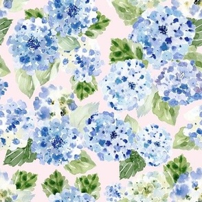 Hydrangea Watercolor Florals Spring Blue / Blush