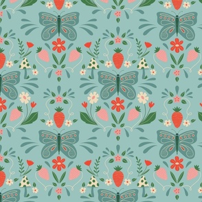 Strawberry Damask Seafoam