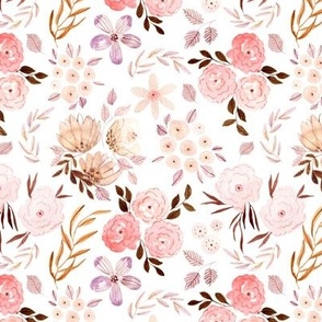 6” Maddi Floral – Pretty Watercolor Flowers Pink Coral Peach Blush, 6” repeat GL-MF1