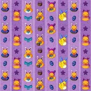 Easter Rubber Ducks Stripes - Purple