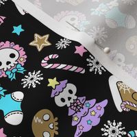 Pastel Goth Christmas Doodles Skull Gingerbread House Bat Cookies Alt Aesthetic Black