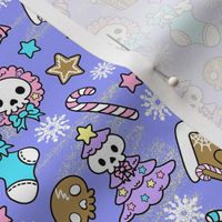 Pastel Goth Christmas Doodles Skull Gingerbread House Bat Cookies Alt Aesthetic Periwinkle Blue