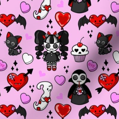 Pastel Goth Valentine's Day Vampire Valoween Emo Horror Spooky Kawaii Chibi Alt