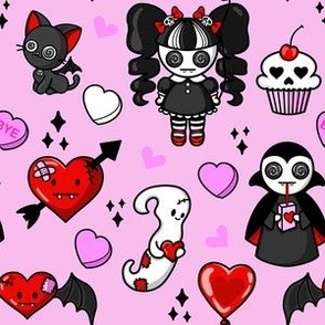 Pastel Goth Valentine's Day Vampire Valoween Emo Horror Spooky Kawaii Chibi Alt
