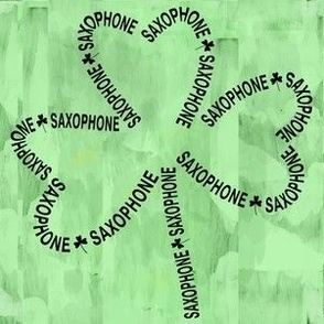 Saxophone Shamrock Text Green Background