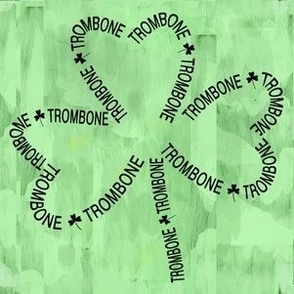 Trombone Shamrock Text Green Background