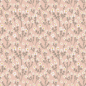 Muted Pastel Pink Boho Floral Meadow