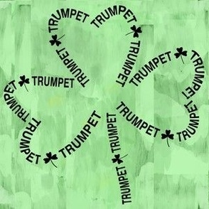 Trumpet Shamrock Text Green Background