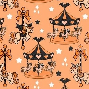 Pastel Goth Creepy Carousel Halloween Orange