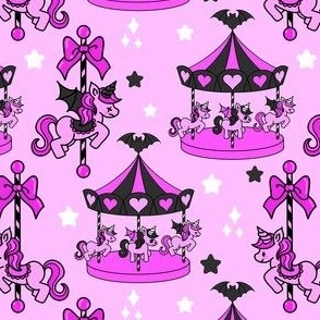 Pastel Goth Creepy Carousel Halloween Pink