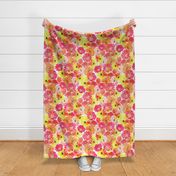 Retro Daisy Watercolor Floral- Red