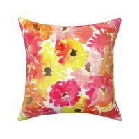 Retro Daisy Watercolor Floral- Red