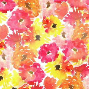 Retro Daisy Watercolor Floral- Red