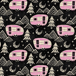 Little Camper - large - black, cream, and orchid