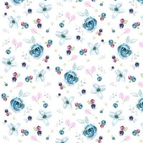 Tossed Petite Florals in Blue and Pink