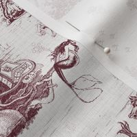 TOILE DE MER - BURGUNDY LINE WORK  ON LIGHT TEXTURED BACKGROUND