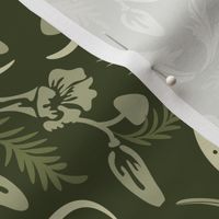 Nouveau Lunar Florals- Bengal Clockvine- Olive Green- Regular Scale