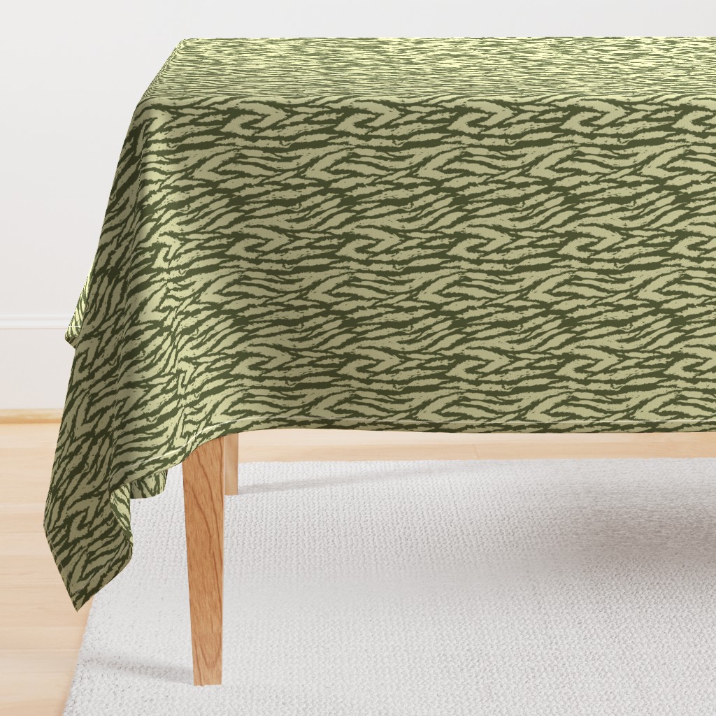 Tigris Nouveau Stripes- Tiger Print- Sage Olive- Small Scale