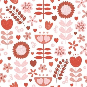 Scandi Flowers-Red Pink