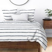 White and navy blue wide stripes nautical pattern Large Scale