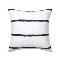 White and navy blue wide stripes nautical pattern Large Scale