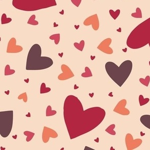 288 $ - Chocolate Box Love Hearts in Raspberry Red,  ice cream pink and milk chocolate for cute nursery wallpaper and linen, kids apparel, cute pjs and valentines crafts