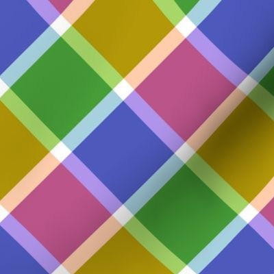 Gingham check neon colors mustard green blue pink