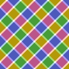 Gingham check neon colors mustard green blue pink