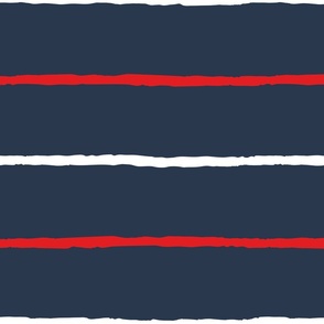 Navy blue white red wide stripes nautical pattern